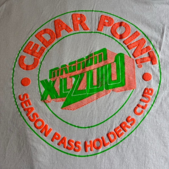 VTG 90s Cedar Point T Shirt OS XXL Magnum Season Pass Holders Club Puffy Print - Picture 3 of 5